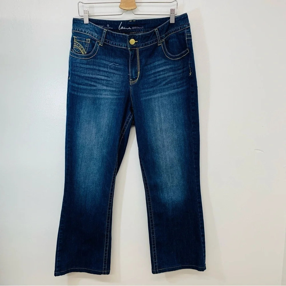 Lane Bryant Jeans Woman 16 Genuis Fit Slim Boot Beaded Pockets Casual Western